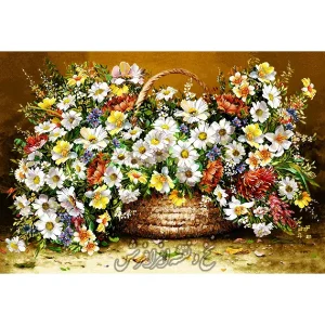 نخ ونقشه تابلوفرش گل بابونه