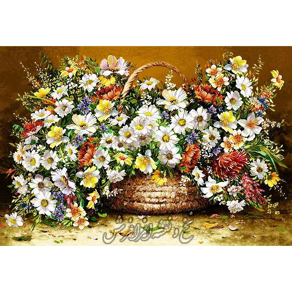 نخ ونقشه تابلوفرش گل بابونه