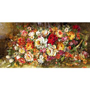 نخ و نقشه تابلوفرش گل رز ریخته