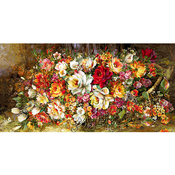 نخ و نقشه تابلوفرش گل رز ریخته