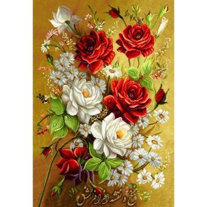 نخ و نقشه تابلوفرش شاخه گل رز