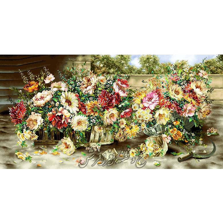 نخ ونقشه تابلوفرش گل داس