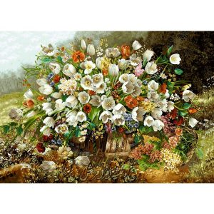 نخ ونقشه تابلوفرش گل لاله گلدان جعبه ای