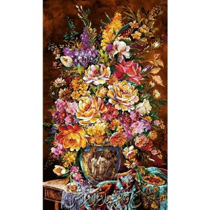 نخ و نقشه تابلوفرش گل رز طرح ستونی