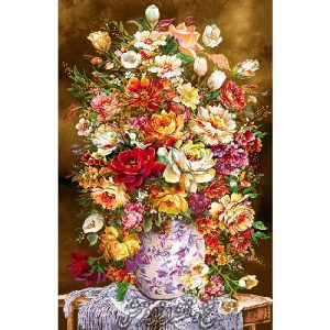 نخ و نقشه تابلو فرش گل رز طولی