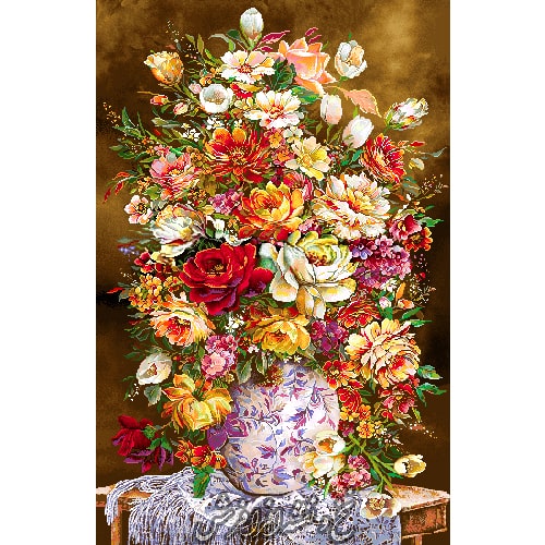 نخ و نقشه تابلو فرش گل رز طولی