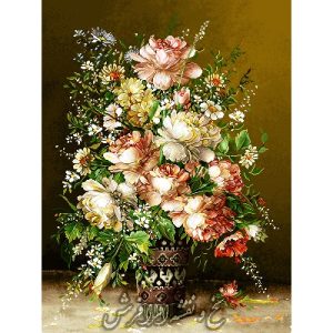 نخ و نقشه تابلو فرش گل رز لیوانی