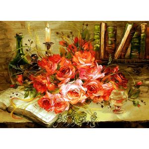 نخ و نقشه تابلو فرش گل و شمع