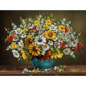 نخ و نقشه تابلوفرش گل بابونه آرمیتاژ