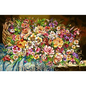 نخ و نقشه تابلوفرش سبد گل ریخته جدید