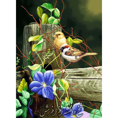 نخ و نقشه تابلو فرش گنجشک