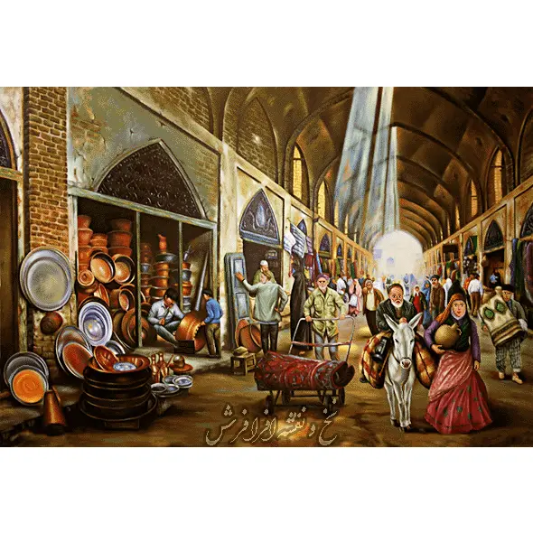 نخ ونقشه تابلوفرش بازار مسگری