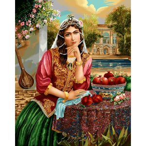 نخ ونقشه تابلوفرش دختر قاجار