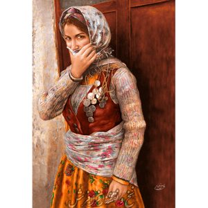 نخ و نقشه تابلوفرش دختر روستایی