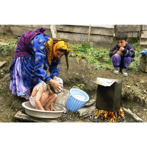 نخ و نقشه تابلو فرش حمام عشایر