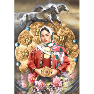 نخ و نقشه تابلو فرش دختر ایرانی