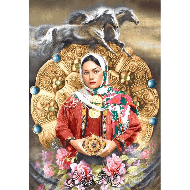 نخ و نقشه تابلو فرش دختر ایرانی