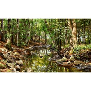 نخ و نقشه تابلو فرش منظره رودخانه جنگل