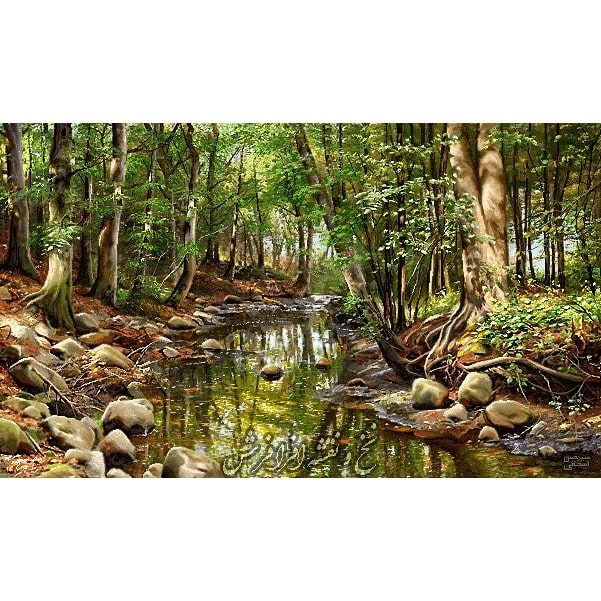 نخ و نقشه تابلو فرش منظره رودخانه جنگل