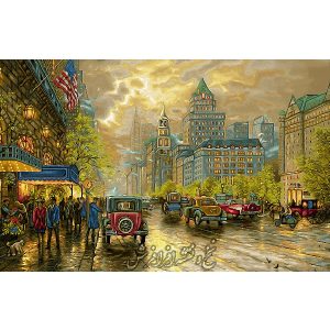 نخ و نقشه تابلو فرش منظره خیابان نیویورک