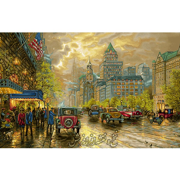 نخ و نقشه تابلو فرش منظره خیابان نیویورک