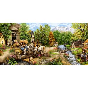 نخ و نقشه آماده بافت تابلوفرش دهکده