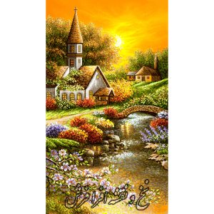 نخ و نقشه تابلو فرش منظره غروب طولی