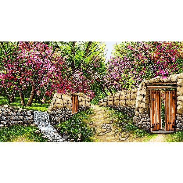 نخ و نقشه تابلو فرش کوچه باغ بهار