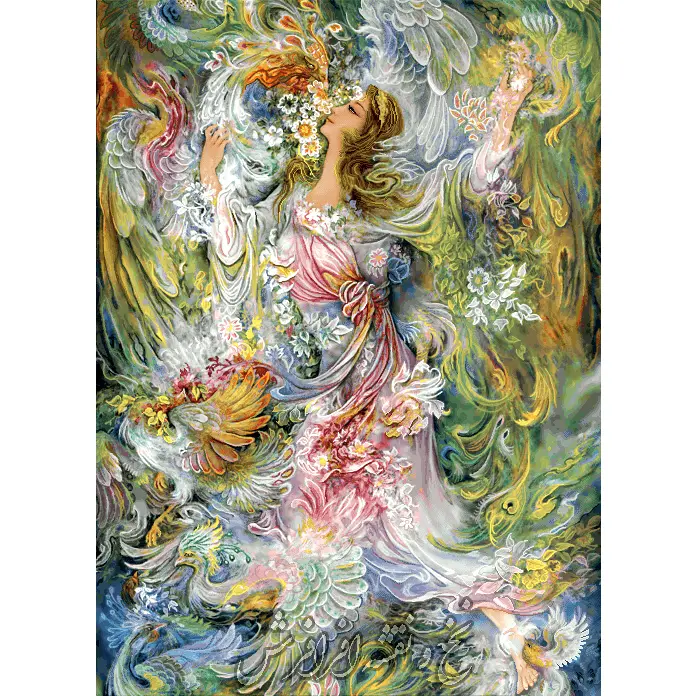 نخ و نقشه تابلوفرش مینیاتوری بوی بهار