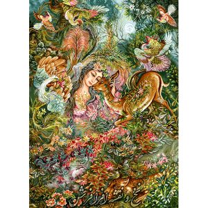 نخ و نقشه تابلو فرش مینیاتوری دایره هستی طولی