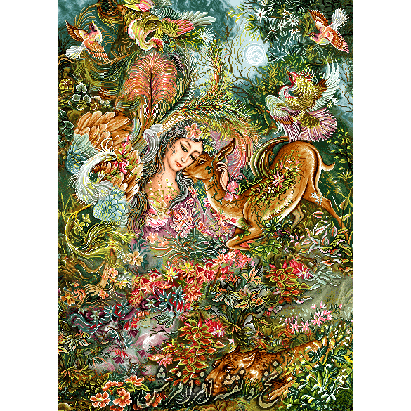 نخ و نقشه تابلو فرش مینیاتوری دایره هستی طولی