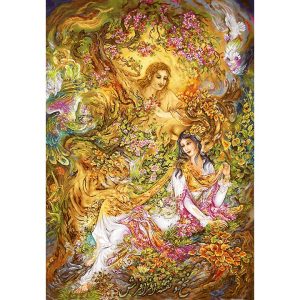 نخ و نقشه تابلوفرش مینیاتوری لیلی و مجنون