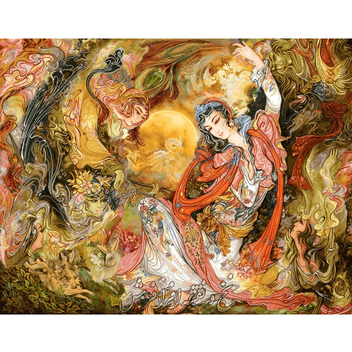 نخ و نقشه تابلوفرش طرح مینیاتوری نیاز نوازش