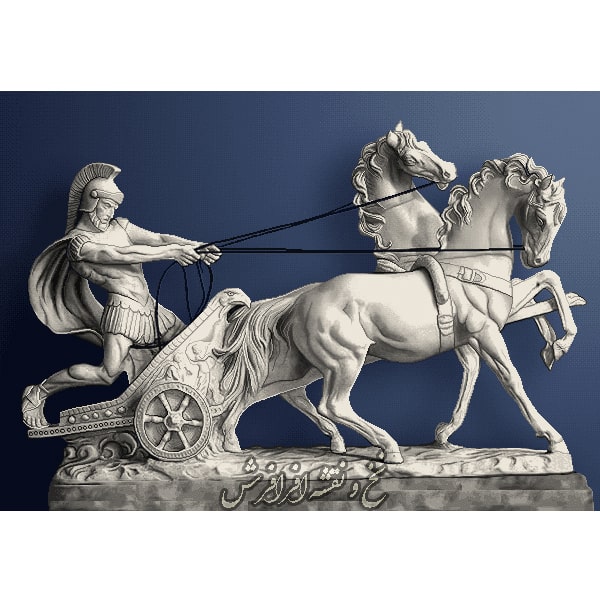 نخ و نقشه تابلو فرش جنگجو ارابه سوار رومی