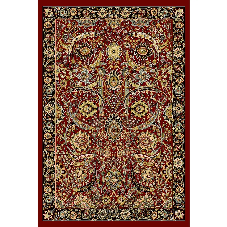 نخ ونقشه قالی با زمینه قرمز