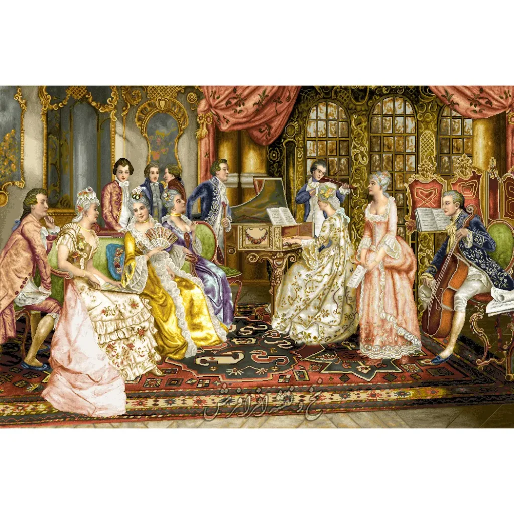 نخ و نقشه تابلوفرش کلاس موسیقی