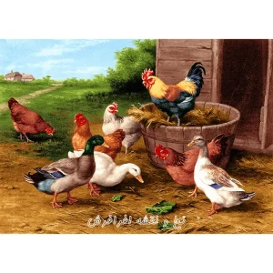 نخ و نقشه تابلوفرش مرغ و خروس