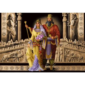 نخ و نقشه تابلوفرش کوروش و ماندانا