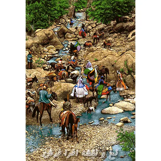 نخ و نقشه تابلوفرش کوچ عشایر