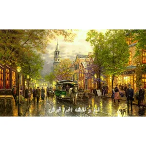 نخ و نقشه تابلوفرش منظره خیابان قدیمی نیویورک